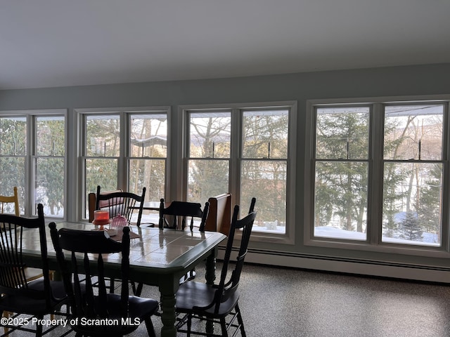 dining space featuring a baseboard radiator