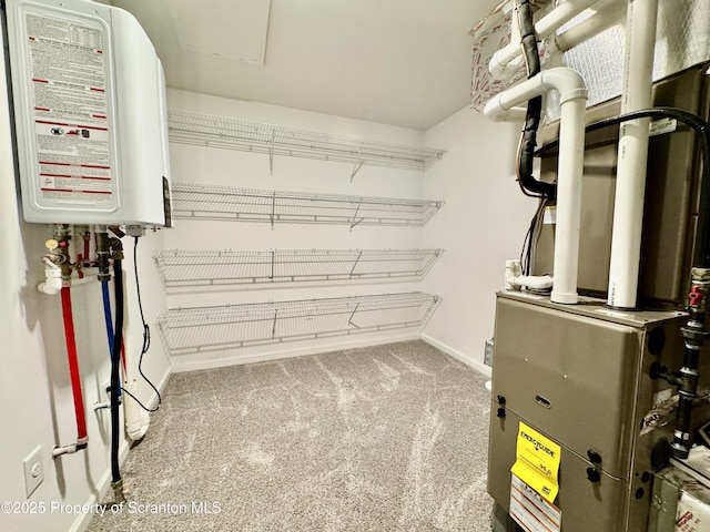 utilities with heating unit and tankless water heater