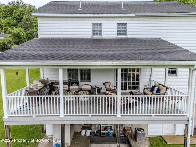 99 Elizabeth Ave, Hallstead, PA 18822 - rear view of property with an outdoor hangout area and a shingled roof