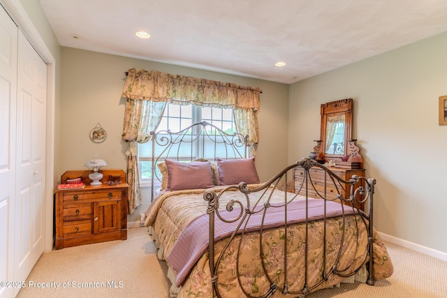99 Elizabeth Ave, Hallstead, PA 18822 - bedroom featuring carpet floors, a closet, baseboards, and recessed lighting