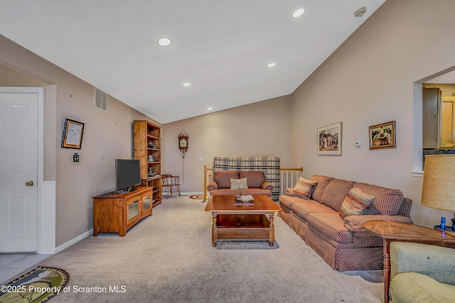 8 Parkland Dr Bldg 9, South Abington Twp, PA 18411 - carpeted living area with vaulted ceiling and recessed lighting