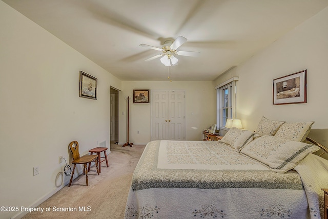 8 Parkland Dr Bldg 9, South Abington Twp, PA 18411 - bedroom with light carpet, a closet, and ceiling fan