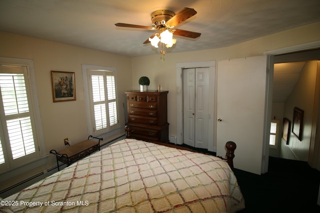938 Oak St, Scranton, PA 18508 - bedroom featuring a closet and a ceiling fan