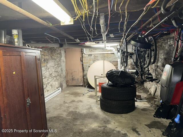 view of unfinished basement