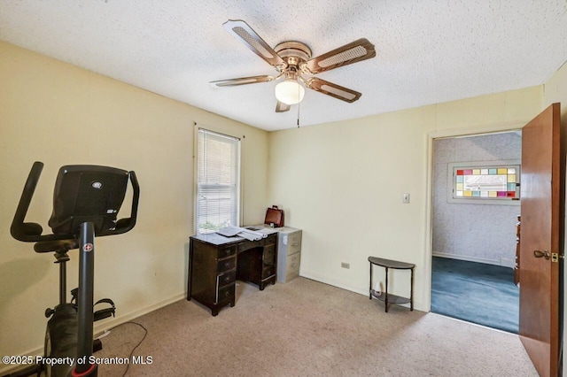 405 Dudley St, Dunmore, PA 18512 - office with a ceiling fan, carpet, a textured ceiling, and baseboards