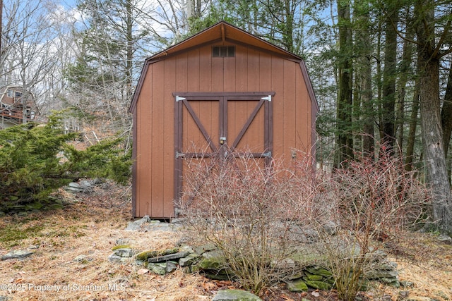 view of shed