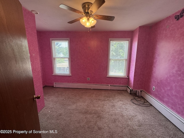 146 S Hyde Ave, Scranton, PA 18504 - unfurnished room with plenty of natural light, carpet, and baseboard heating
