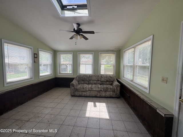 146 S Hyde Ave, Scranton, PA 18504 - sunroom featuring vaulted ceiling, tile patterned floors, and a skylight
