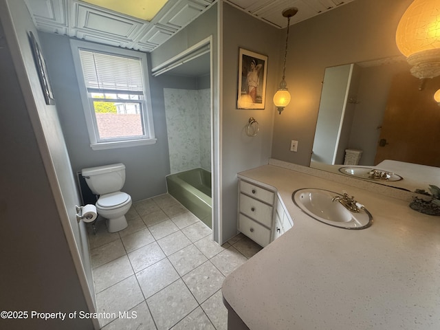 113 Claremont Ave, Clarks Summit, PA 18411 - full bath featuring toilet, vanity, tile patterned floors, and bathing tub / shower combination