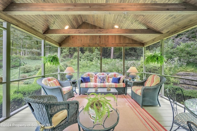 sunroom / solarium with lofted ceiling