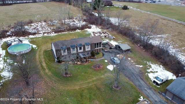 aerial view with a rural view