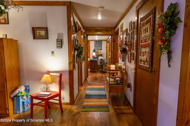 hall featuring dark hardwood / wood-style floors