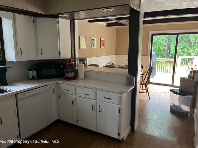 121 Burcher Ave, South Abington Twp, PA 18411 - kitchen with white dishwasher, black microwave, light countertops, and dark wood finished floors