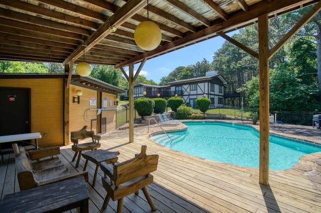 view of pool featuring a deck