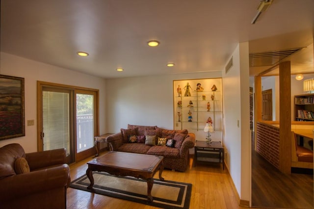 living room featuring light hardwood / wood-style floors