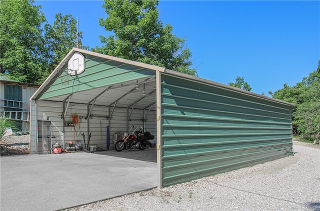 garage with a carport