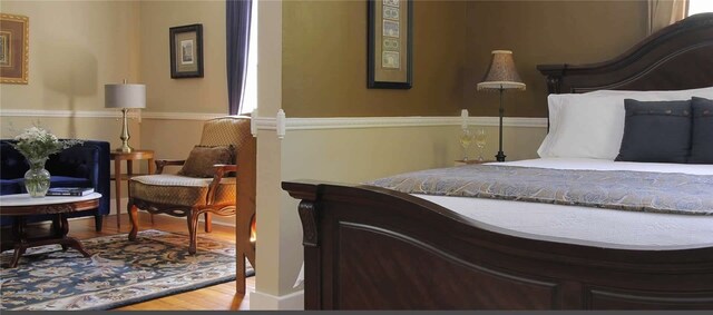 bedroom with light wood-type flooring