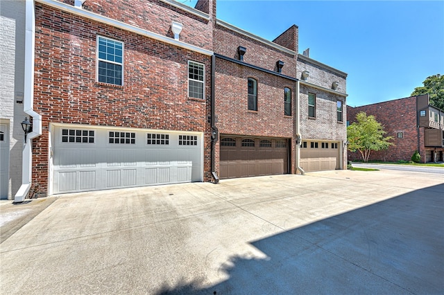 exterior space featuring a garage