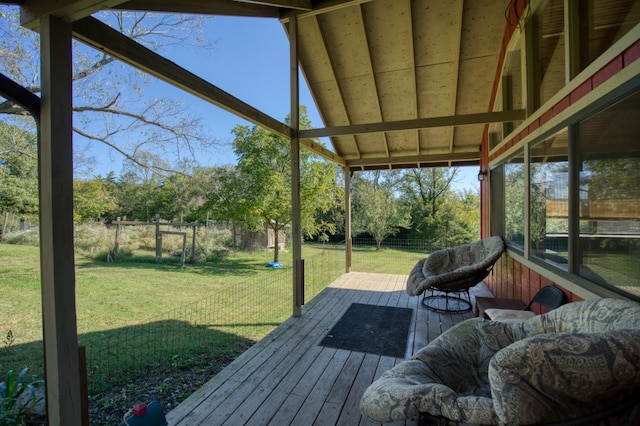 deck featuring a yard