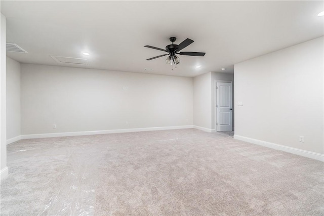 carpeted empty room with ceiling fan