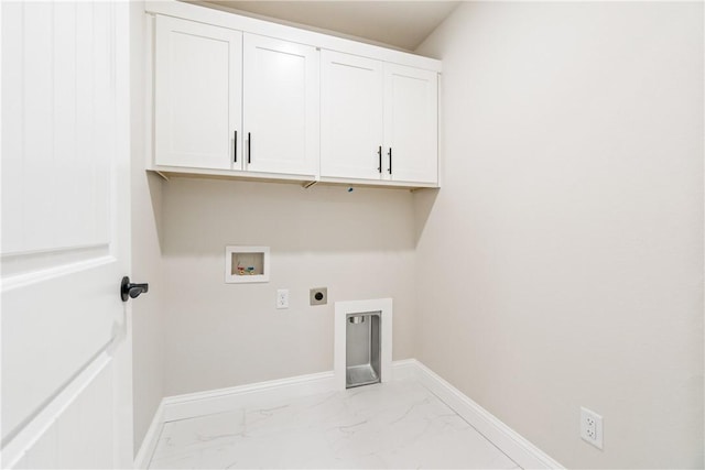 laundry room with washer hookup, cabinets, and hookup for an electric dryer