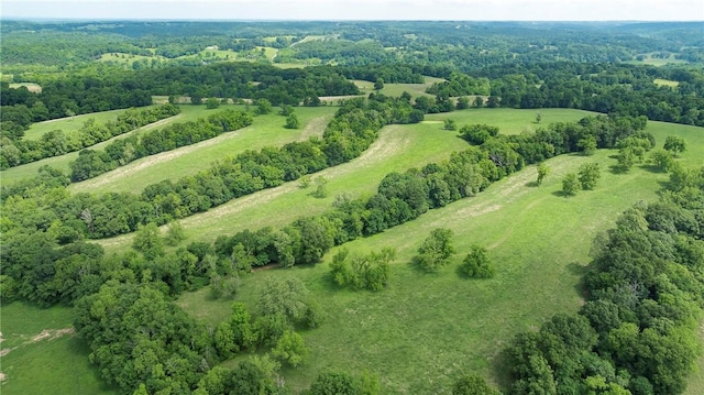 birds eye view of property with a rural view