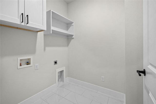 3058 W Berkeley Ave, Rogers, AR 72758 - washroom with cabinet space, hookup for an electric dryer, light marble finish floors, and hookup for a washing machine