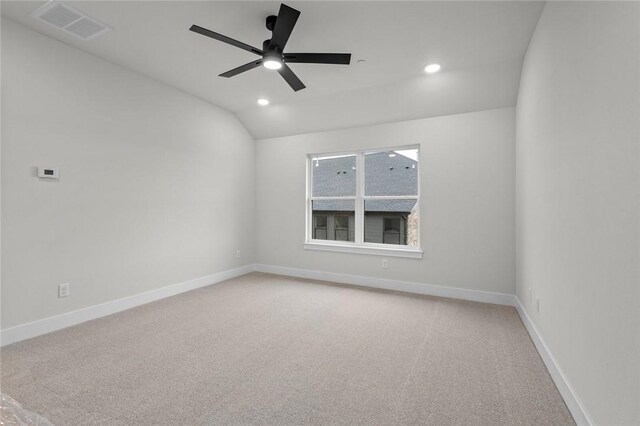 3058 W Berkeley Ave, Rogers, AR 72758 - unfurnished room featuring light carpet, recessed lighting, ceiling fan, and lofted ceiling