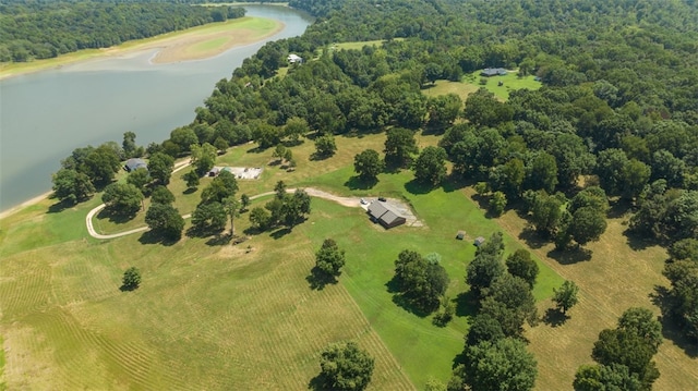 bird's eye view featuring a rural view and a water view