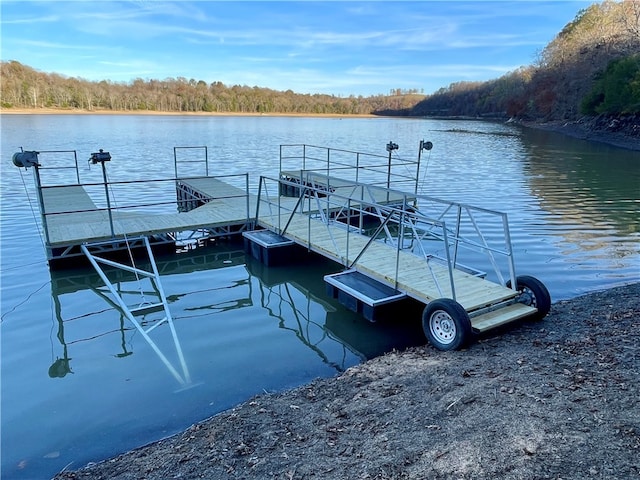 view of dock featuring a water view