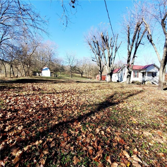 view of yard with an outbuilding and a storage unit