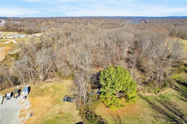 drone / aerial view featuring a view of trees