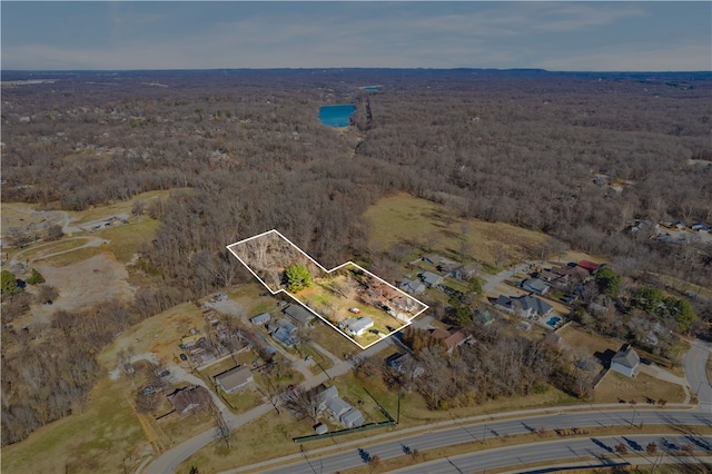 aerial view with a wooded view