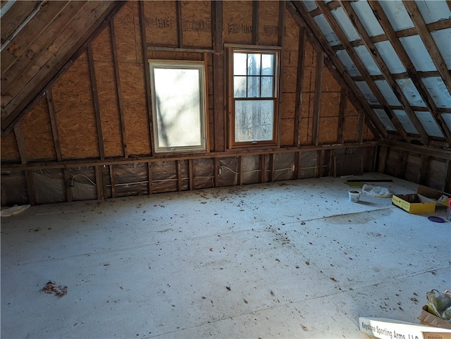 view of unfinished attic