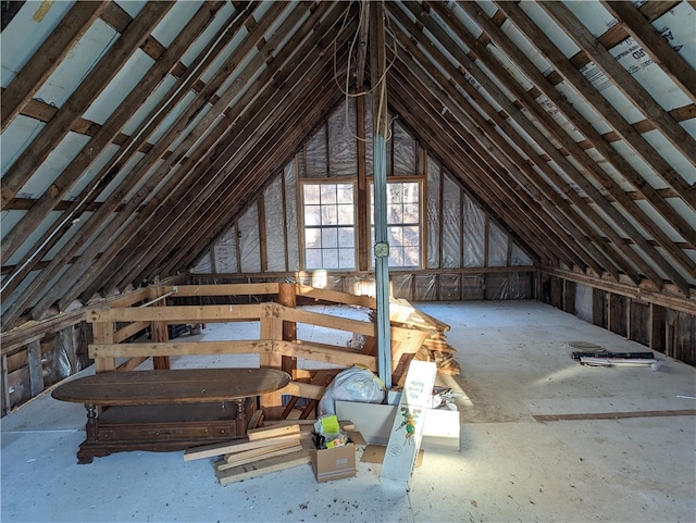 view of unfinished attic