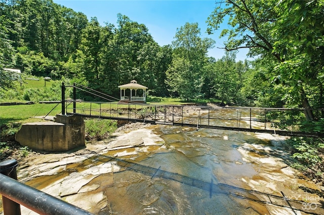 view of patio featuring a gazebo