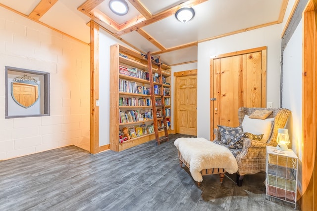 living area featuring dark hardwood / wood-style flooring