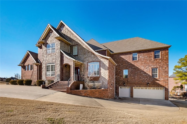 view of front of property with a garage