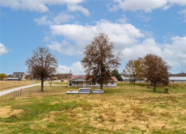 view of yard with a rural view