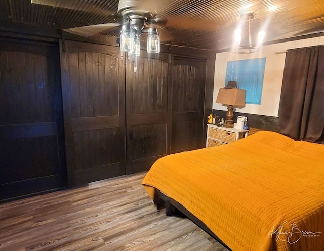 bedroom with light hardwood / wood-style flooring