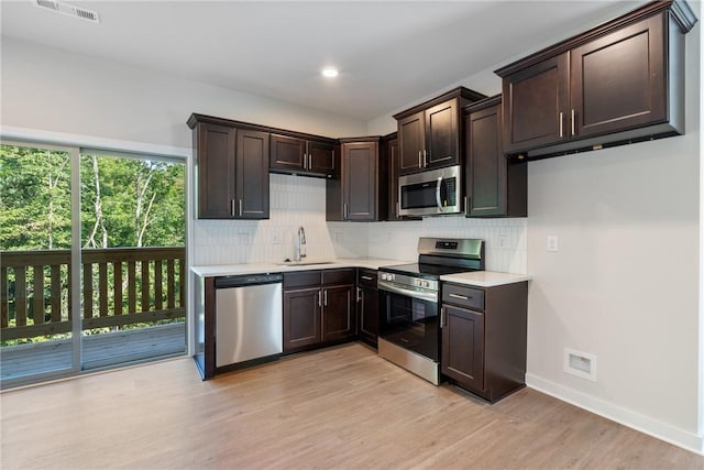 kitchen featuring a sink, visible vents, stainless steel appliances, and light countertops