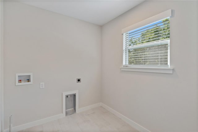 washroom featuring washer hookup, laundry area, hookup for an electric dryer, and baseboards