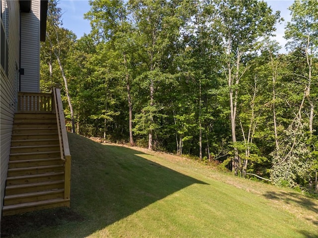 view of yard featuring stairway