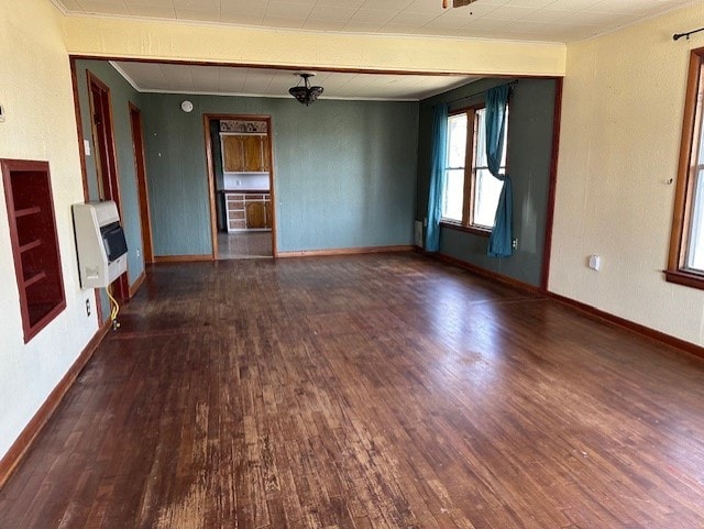 unfurnished living room featuring dark wood-type flooring