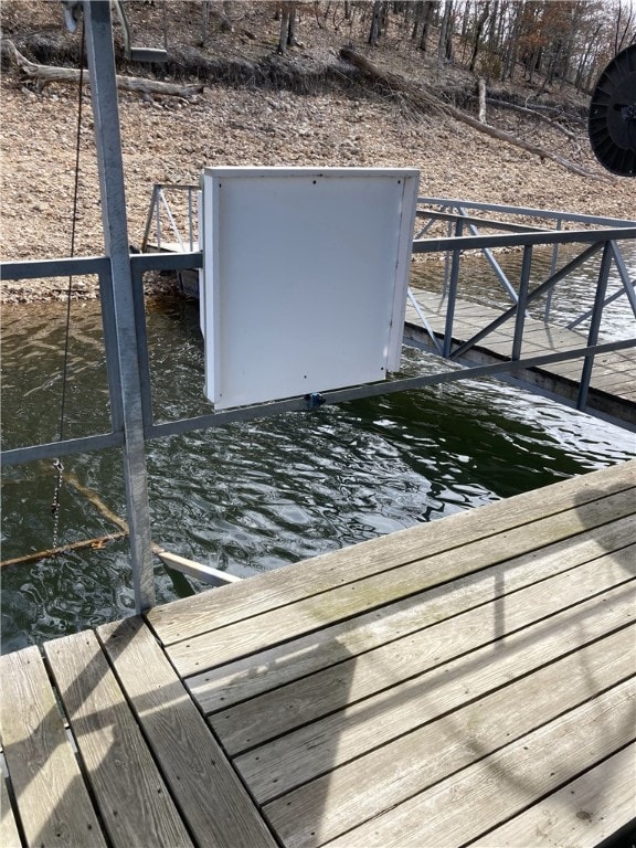 view of dock featuring a water view