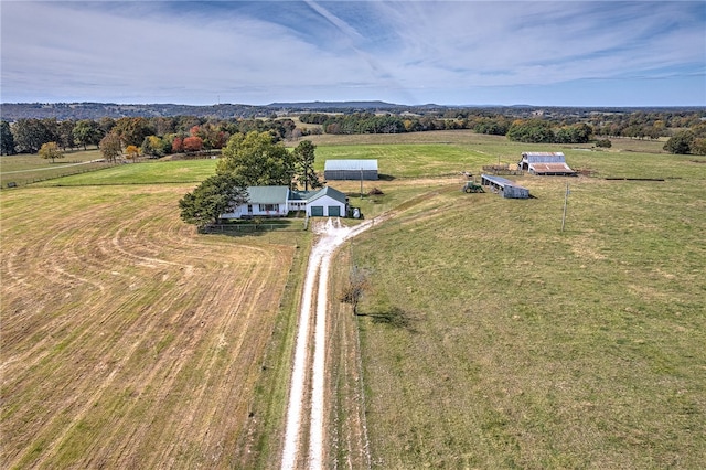 aerial view with a rural view