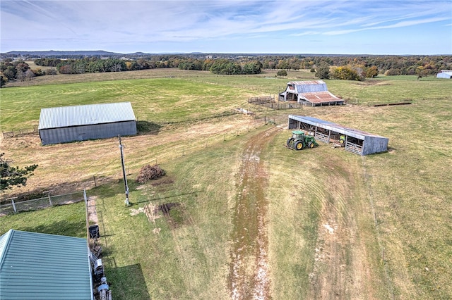 drone / aerial view with a rural view