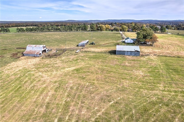 drone / aerial view featuring a rural view