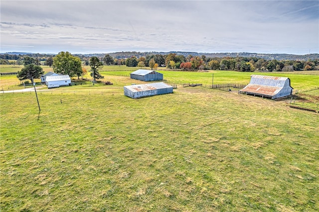 drone / aerial view featuring a rural view