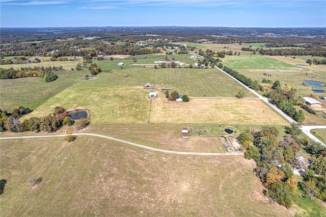 aerial view featuring a rural view